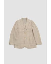 Beams Plus - Cotton//linen Check 3 Button Comfort Jacket Natural S - Lyst