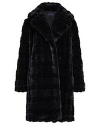 French Connection - Daryn Faux Fur Coat Blackout 70vai Xs - Lyst