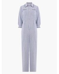Great Plains - Salerno Gingham Jumpsuit Navy And White 12 - Lyst