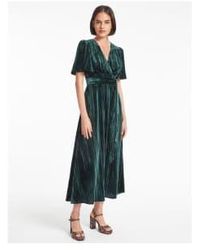 Cefinn - Gina plisse robe portefeuille en velours taille : 14, col : vert foncé - Lyst