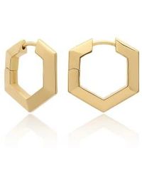 Rachel Jackson - Bevelled Hexagon Hoop Earrings 1 - Lyst