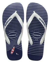 Havaianas - Navy And White Nautical Top Flip Flops 43/44 / - Lyst