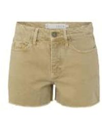 Yaya - Field of rye – grüne denim-shorts mit hoher taille und reißverschluss - Lyst