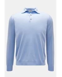 FILIPPO DE LAURENTIIS - Polo tricoté à manches longues en coton et cachemire bleu ciel pl1mlpar 710 - Lyst