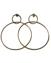 silver jewellery - Gold Plated Double Circle Hoop Earrings One Size / Pair - Lyst