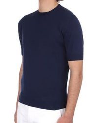 FILIPPO DE LAURENTIIS - T-shirt tricoté à manches courtes en coton clair bleu foncé - Lyst