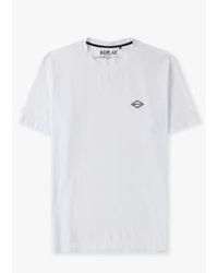 Replay - T-shirt hyperflex hybrid en blanc et bleu nuit - Lyst
