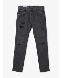 Replay - Herren anbass hyperflex original broken & repaired slim jeans in grau - Lyst