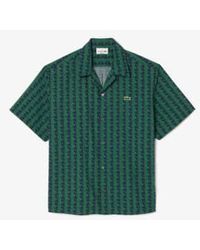 Lacoste - Short Sleeve Shirt With Monogram Print L - Lyst