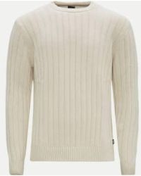 BOSS - Open Wool And Cashmere Blend Laaron Chunky Crew Neck Knit - Lyst