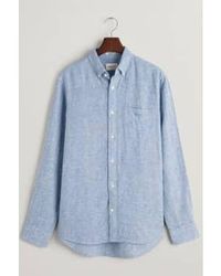 GANT - Camisa lino pecho cabello ajuste regular en azul rico 3240067 470 - Lyst