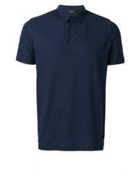 Roberto Collina - Blaues kurzarm-polo-shirt - Lyst