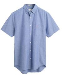 GANT - Regular Fit Cotton Linen Short Sleeve Shirt - Lyst
