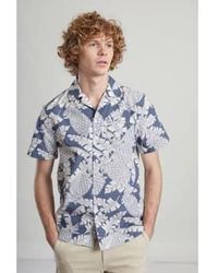 L'Exception Paris - Camisa manga corta estampada azul marino y gris en algodón japonés - Lyst
