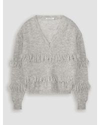 Summum - Light Melange V Neck Fringe Sweater Uk 8 - Lyst