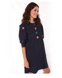 Vilagallo - Amber Embroidered Dress Navy / 42 - Lyst
