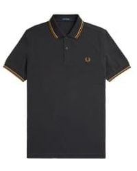 Fred Perry - Slim fit twin specped polo ankergrau / warmer stein / dunkles karamell - Lyst
