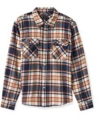 Brixton - Bowery Flannel Shirt Washed Navy Barn rouge Blanc - Lyst