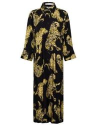 Inwear - Robe chemise noire avec imprimé léopard en or - Lyst