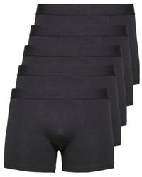 SELECTED Set Of 5 Black Organic Cotton Boxer Shorts
