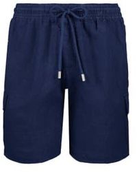 Vilebrequin - Baie linen cargo bermudas pantalones cortos en azul marino baiu3u01 - Lyst