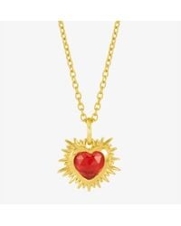 Rachel Jackson - Electric Love Birthstone Heart Necklace Plated / January Garnet - Lyst