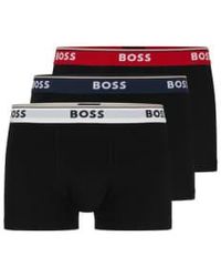 BOSS - Pack Of 3 White And Red Stretch Cotton Trunks - Lyst