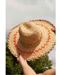 Raffaello Bettini - Straw Hat With & Orange Raffia Zig Zag One Size - Lyst