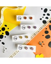 Ivy and Ginger Bright Mini Leopard Print Hand Painted Wooden Stud Earrings - Metallic