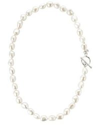 Claudia Bradby - Baroque Hand Knotted Pearl Necklace Silver / - Lyst