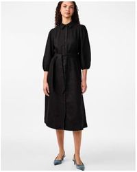 Y.A.S - Flaxy 3/4 robe chemise en lin noir - Lyst