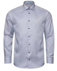Eton - Dark Slim Fit Fine Striped Signature Twill Shirt 10001172325 - Lyst