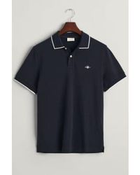 GANT - Gerahmtes piqué -polo -hemd mit tipps im abend blau 2013014 433 - Lyst