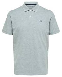SELECTED - Chinese Gray Polo Shirt With Embroidery Xl - Lyst