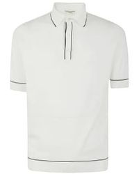 FILIPPO DE LAURENTIIS - Knitted Polo Shirt With Trim In Superlight Cotton - Lyst