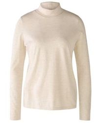 Ouí - Funnel Neck Striped Top Light Stone And Uk 10 - Lyst