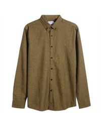Farah - Steen Brushed Cotton Long Sleeve Shirt Mustard Medium - Lyst
