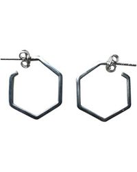 silver jewellery - Small Hexagon Earrings One Size / Pair - Lyst