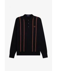 Fred Perry - Chemise tricotée à rayures verticales - Lyst