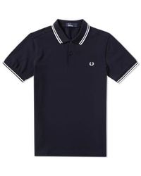 Fred Perry - Slim fit twin tipped polo snow white light oyster - Lyst