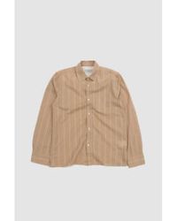 Officine Generale - Camisa emory stripe algodón caki británico/ ecru/ gris - Lyst