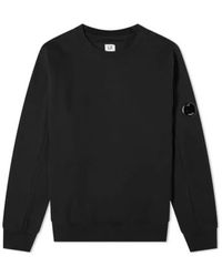 C.P. Company - C.p. firma diagonal erhöhte fleece crew neck sweatshirt schwarz - Lyst
