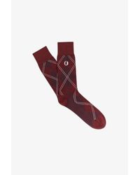 Fred Perry Modern Argyle Socks Port - Red