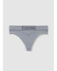 Calvin Klein Heather Gray Reimagined Heritage Mid Rise Thong - Gris