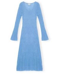 Ganni - Brushed Mohair Rib Maxi Dress Xs / Silver Lake Blue Female - Lyst