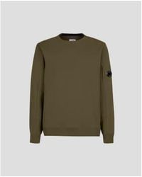 C.P. Company - C.p. firma diagonal erhöhte fleece crew neck sweatshirt ivy - Lyst