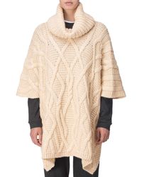 Woolrich Poncho à col roulé en alpaga, câble moyen - Neutre