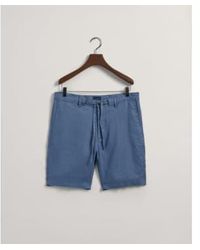 GANT - Relaxed fit shorts aus leinen mit kordelzug in salzblau - Lyst