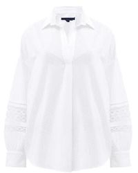 French Connection - Rhodes Embroidered Long Sleeve Popover Shirt Xs - Lyst