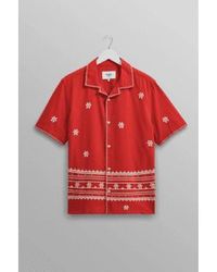 Wax London - Shirt didcot rouge et ecru daisy broirie - Lyst